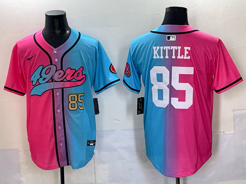 Men 2025 San Francisco 49ers #85 Kittle Pink Blue pink Nike Limited NFL Jersey 0010